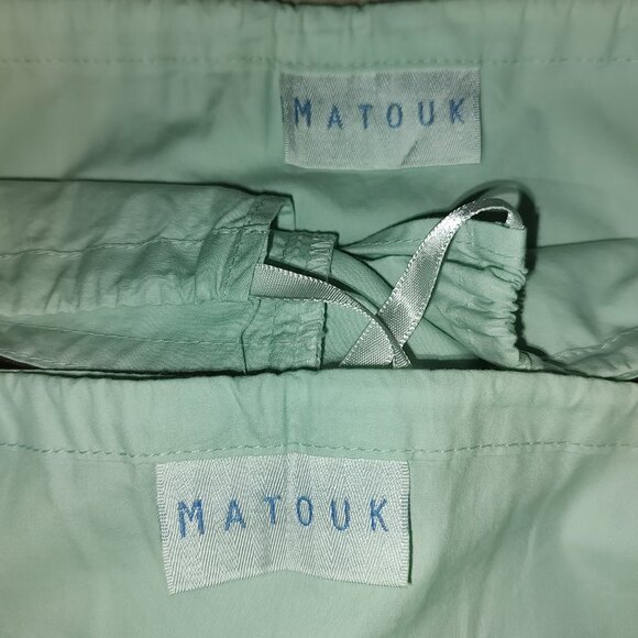 TWO MATOUK SARATOGA NECKROLL SHAMS EGYPTIAN COTTON PERCALE JADE-CHOCOLATE - Picture 4 of 5
